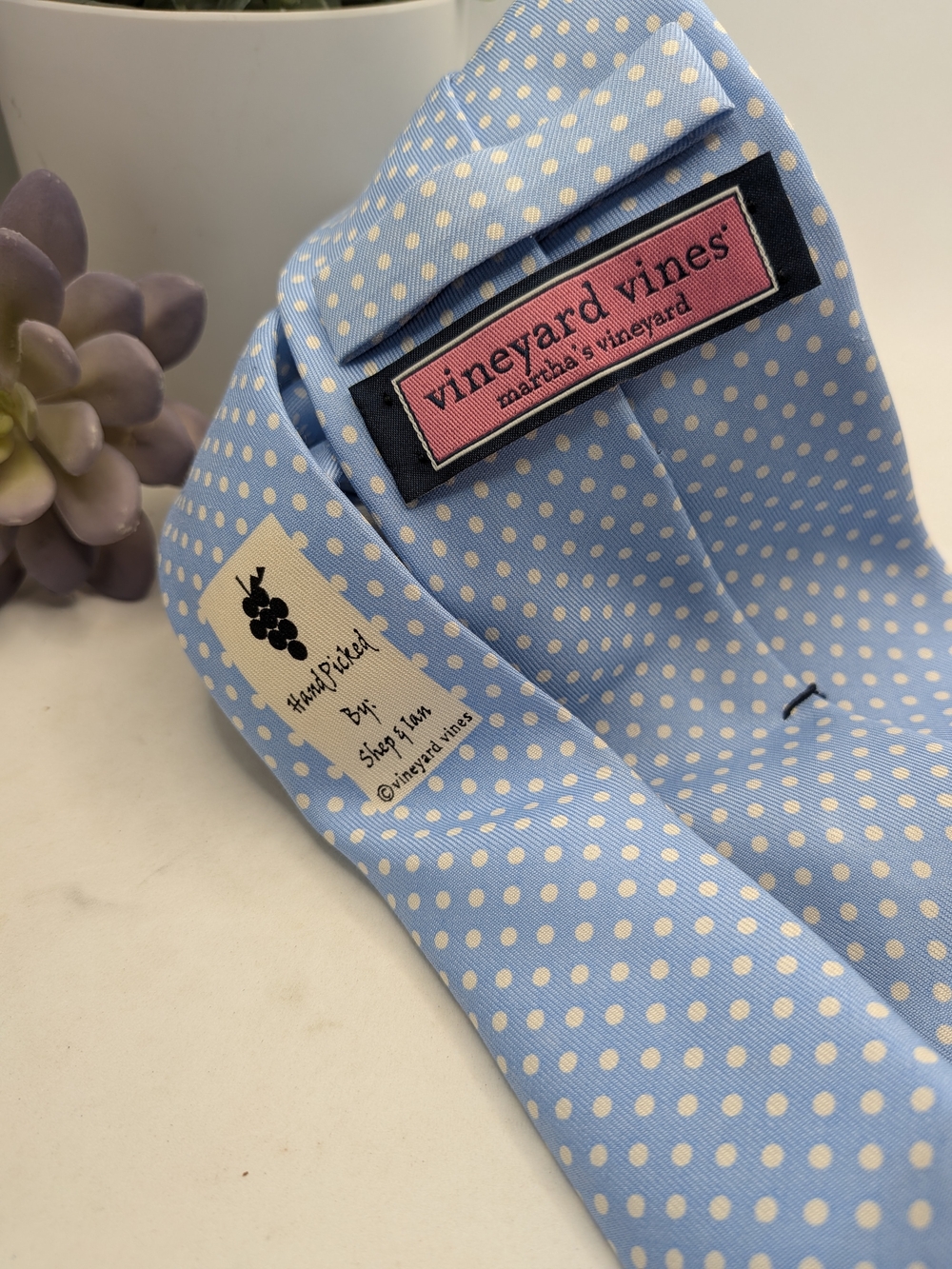 Vineyard Vines Light Blue Polka Dot Men's Tie - Picture 3 of 5